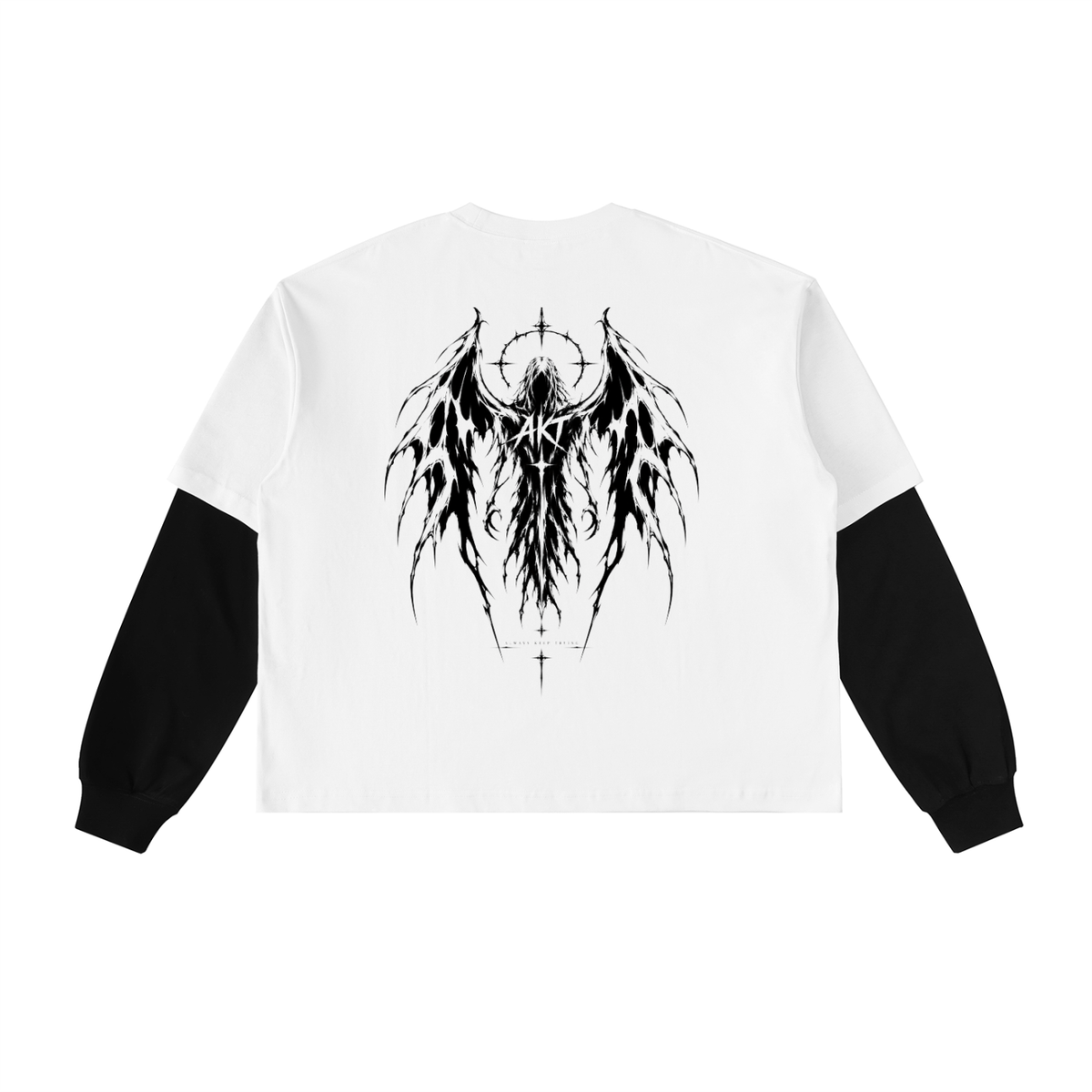 THE AFTERLIFE - Layered Contrast Sleeve Cotton T-Shirt
