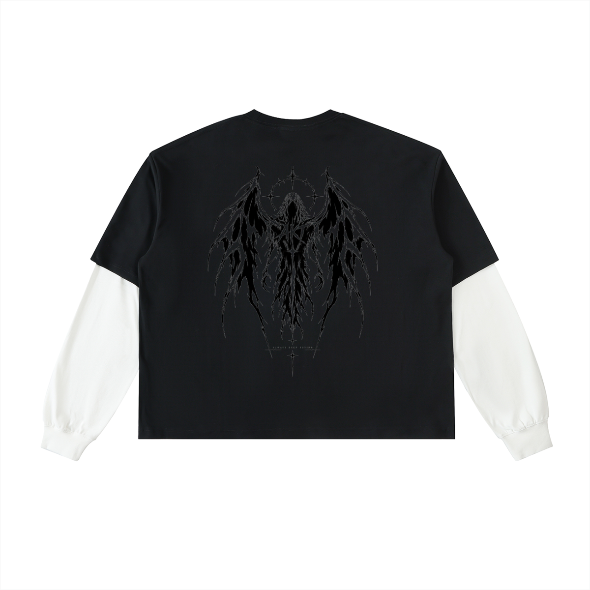 THE AFTERLIFE - Layered Contrast Sleeve Cotton T-Shirt