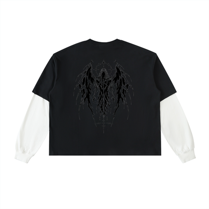 THE AFTERLIFE - Layered Contrast Sleeve Cotton T-Shirt