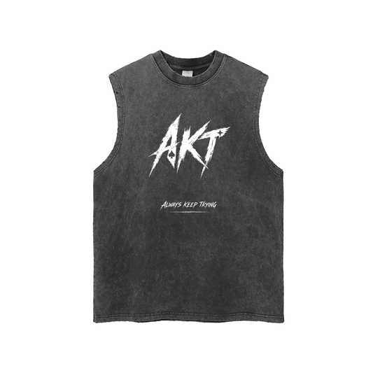 CLASSIQUE - Washed Frayed Hem Tank Top