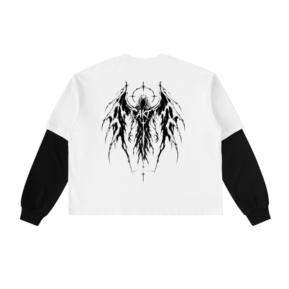 THE AFTERLIFE - Layered Contrast Sleeve Cotton T-Shirt