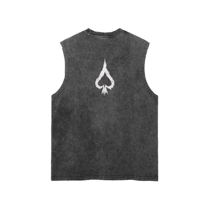 CLASSIQUE - Washed Frayed Hem Tank Top